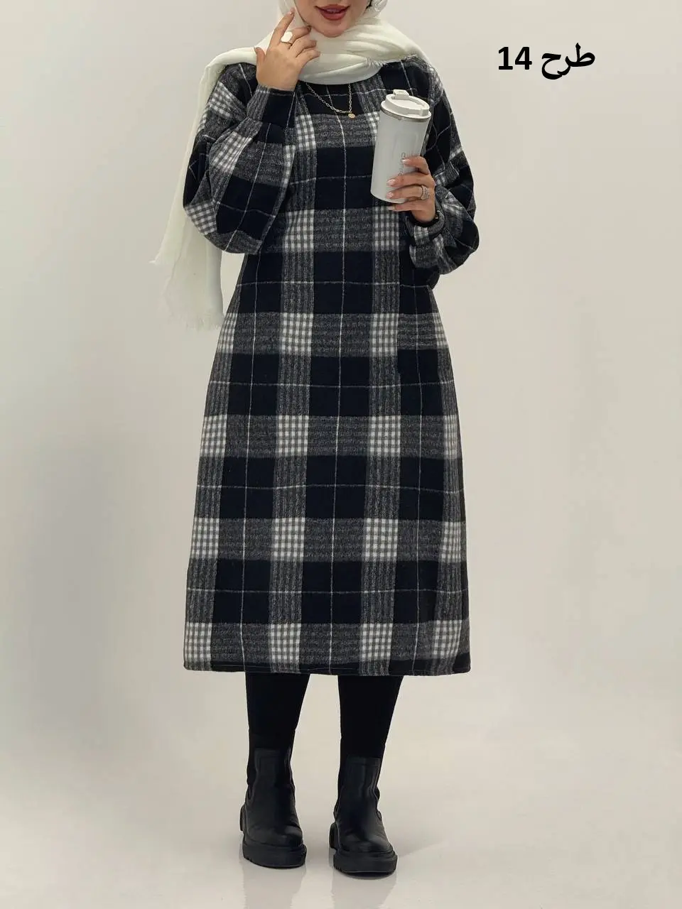 3593-کفتان چهارخونه پشمی